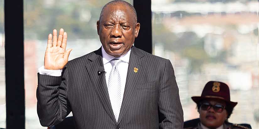 Ramaphosa is sworn in for a second term as South Africa's president with help from coalition parties