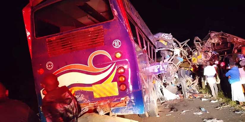 More than 40 people killed in a crash of buses and other vehicles in western Uganda