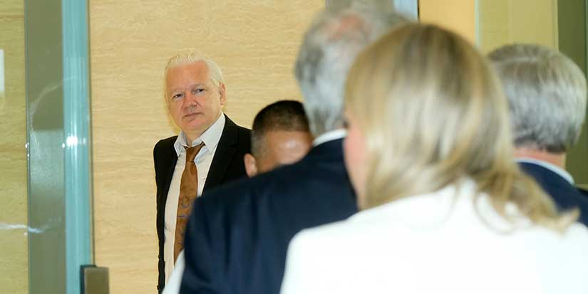 WikiLeaks’ Julian Assange arrives at court before guilty plea in deal with US securing his freedom