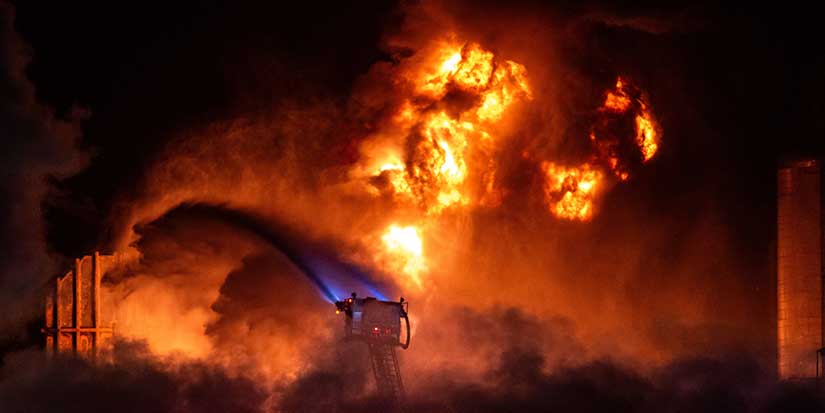 Flames visible for miles after a fire erupts at a Chevron refinery outside Los Angeles
