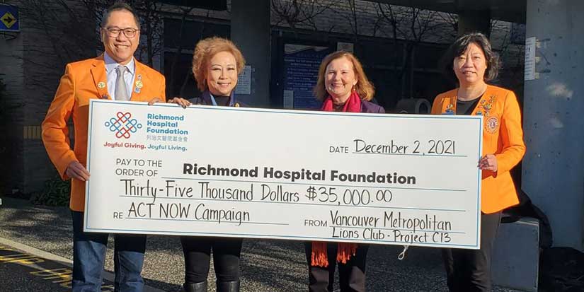 Vancouver Metropolitan Lions Club donates to hospital foundation
