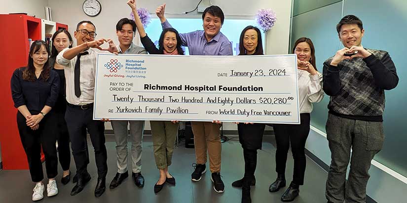 World Duty Free Vancouver presents over $20,000 to Richmond Hospital Foundation